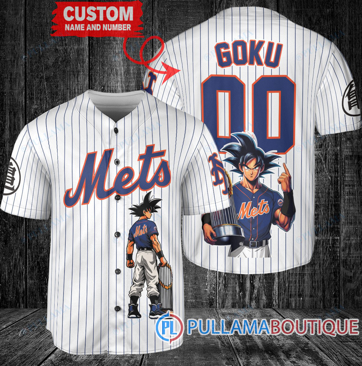 Milwaukee Brewers x Son Goku Kakarot Super Saiyan Dragon Ball Z with Trophy Baseball Jersey Navy V2