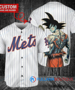 New York Mets x Son Goku Kakarot Super Saiyan Dragon Ball Z with Trophy Baseball Jersey White