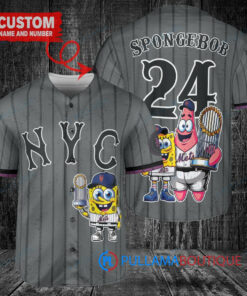 New York Mets x SpongeBob SquarePants with Trophy Custom Baseball Jersey Graphite City Connect