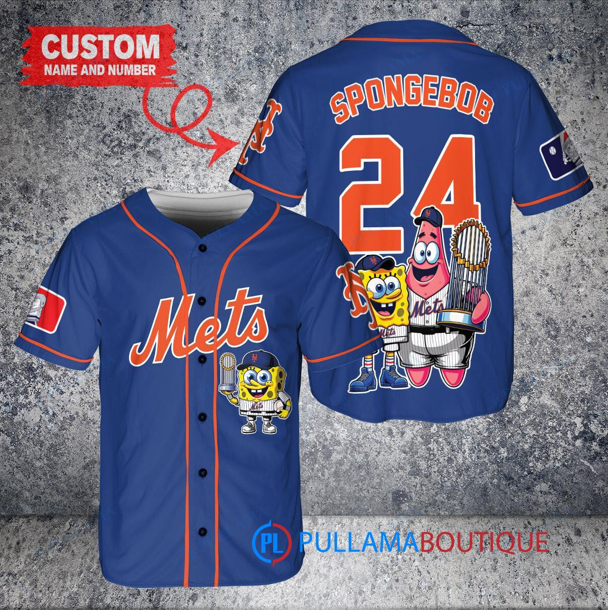 Milwaukee Brewers x SpongeBob SquarePants with Trophy Custom Baseball Jersey Navy