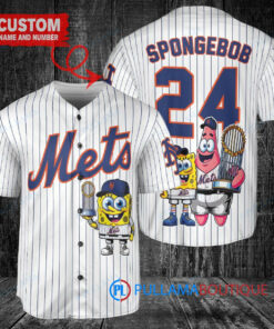 New York Mets x SpongeBob SquarePants with Trophy Custom Baseball Jersey White