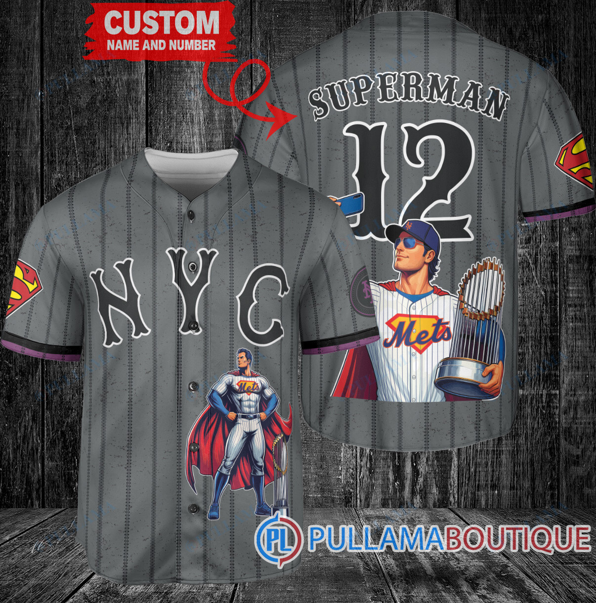 NY Mets Darth Vader Star Wars Trophy Baseball Jersey Graphite City Connect