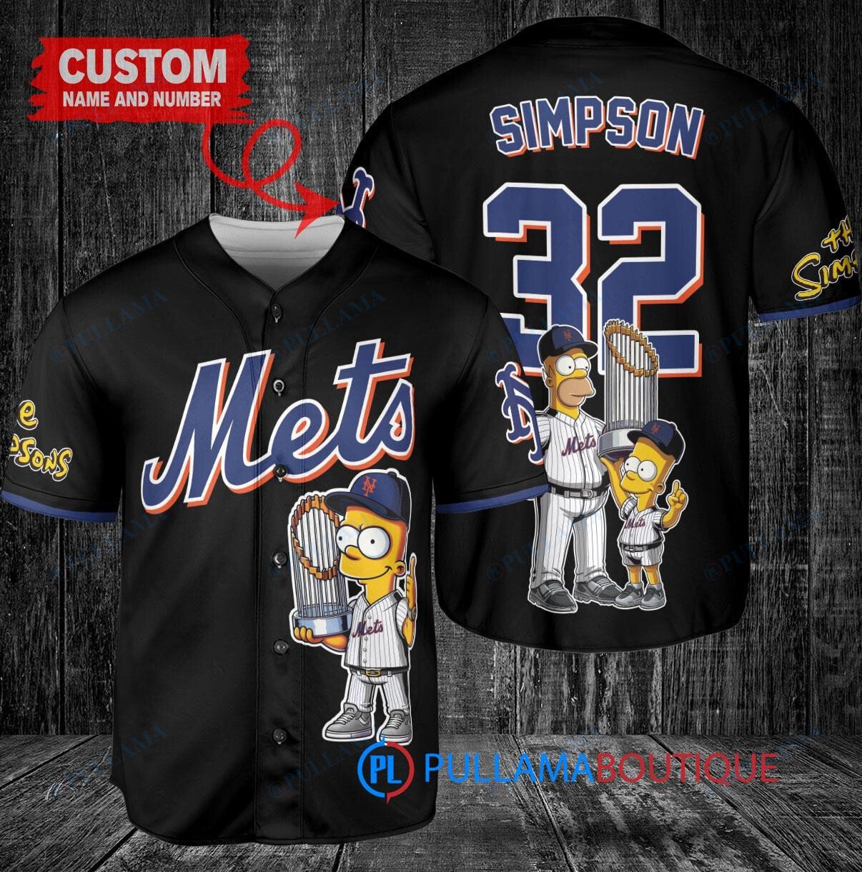 Detroit Tigers x The Simpsons Bart Simpson, Homer Simpson, Lisa Simpson with Trophy Custom Baseball Jersey Navy City Connect