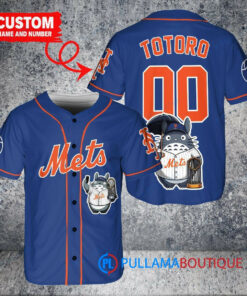 New York Mets x Totoro Studio Ghibli with Trophy Custom Baseball Jersey Royal