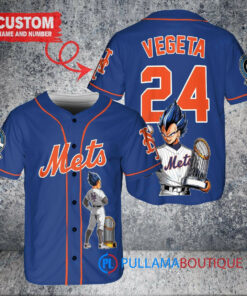 New York Mets x Vegeta Super Saiyan Dragon Ball Z with Trophy Custom Baseball Jersey Royal