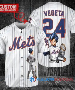 New York Mets x Vegeta Super Saiyan Dragon Ball Z with Trophy Custom Baseball Jersey White