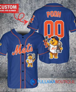 New York Mets x Winnie the Pooh with Trophy Custom Baseball Jersey Royal