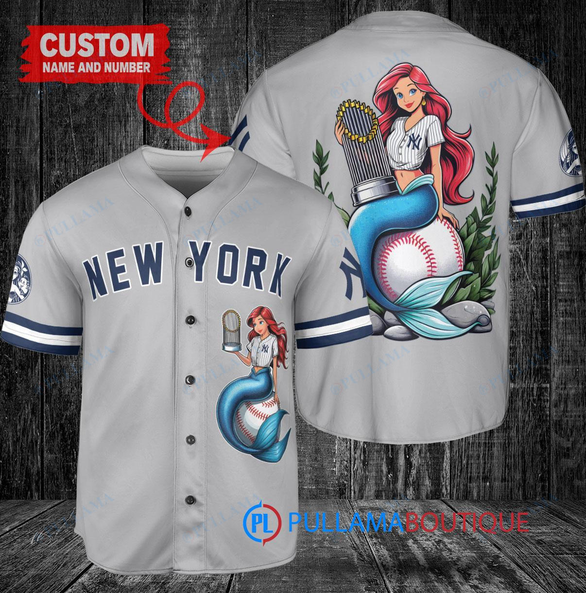 Chicago White Sox x Ariel Mermaid with Trophy Custom Baseball Jersey Black City Connect