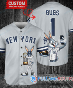 New York Yankees x Bugs Bunny with Trophy Baseball Jersey Gray