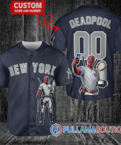 New York Yankees x Deadpool with Trophy Baseball Jersey Navy