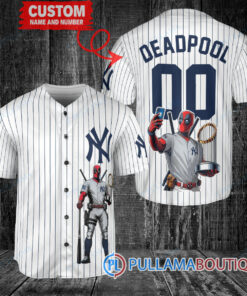 New York Yankees x Deadpool with Trophy Baseball Jersey White