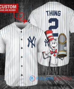 New York Yankees x Dr Seuss with World Series Trophy Custom Baseball Jersey White