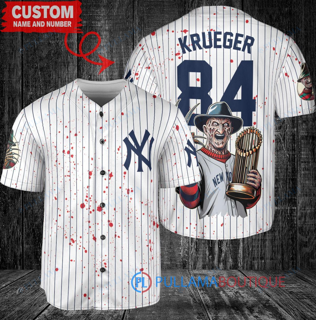 Pittsburgh Pirates Freddy Krueger Halloween World Series Trophy Baseball Jersey Gray