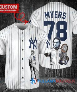 New York Yankees x Halloween Michael Myers with Trophy Custom Baseball Jersey White