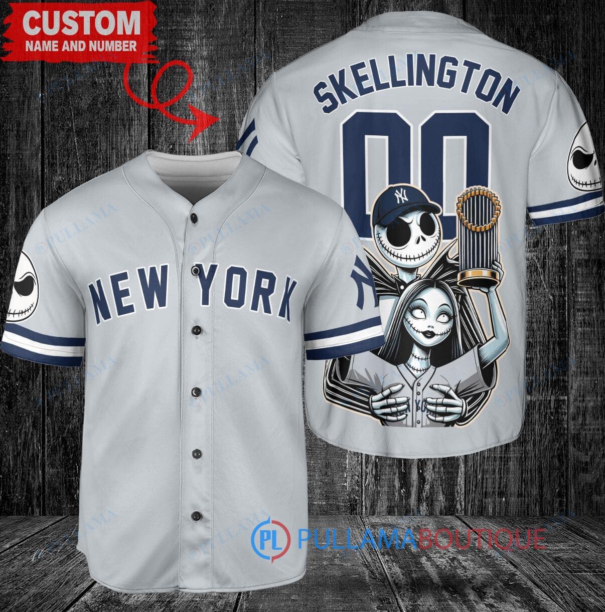 SF Giants x Jack Skellington Sally World Series Trophy Baseball Jersey Cream