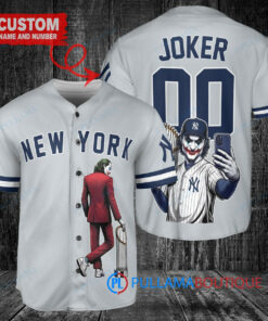 New York Yankees x Joker DC Comics with Trophy Custom Baseball Jersey Gray