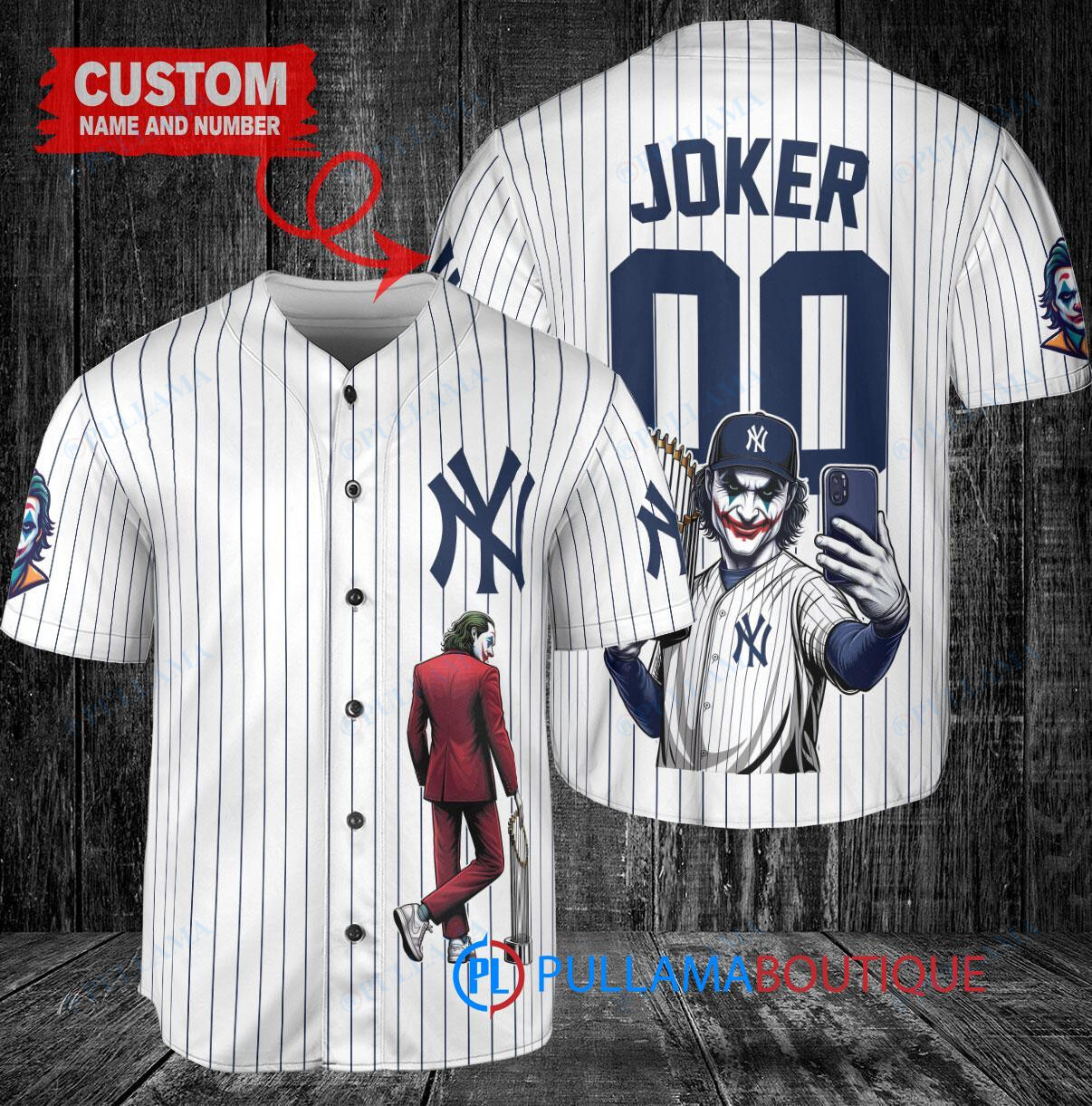 Atlanta Braves x Joker DC Comics with Trophy Custom Baseball Jersey White