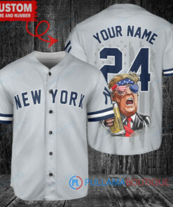 New York Yankees x Limited Edition with World Series Trophy Custom Baseball Jersey Gray