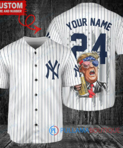 New York Yankees x Limited Edition with World Series Trophy Custom Baseball Jersey White