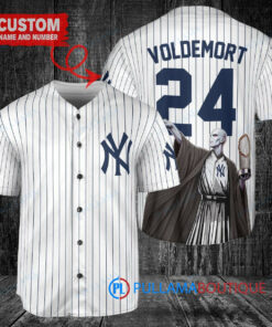 New York Yankees x Lord Voldemort Harry Potter with Trophy Custom Baseball Jersey White