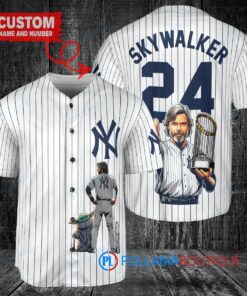 New York Yankees x Luke Skywalker Star Wars with Trophy Custom Baseball Jersey White