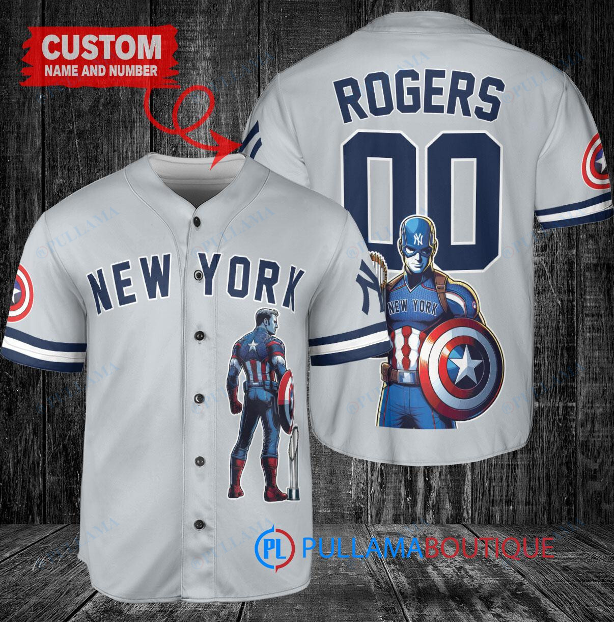 New York Mets x Marvel Captain America Steve Rogers with Trophy Custom Baseball Jersey Royal