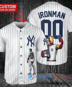 New York Yankees x Marvel Iron Man Tony Stark with Trophy Custom Baseball Jersey White