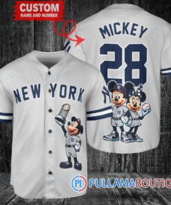 New York Yankees x Mickey and Minnie with Trophy Baseball Jersey Gray