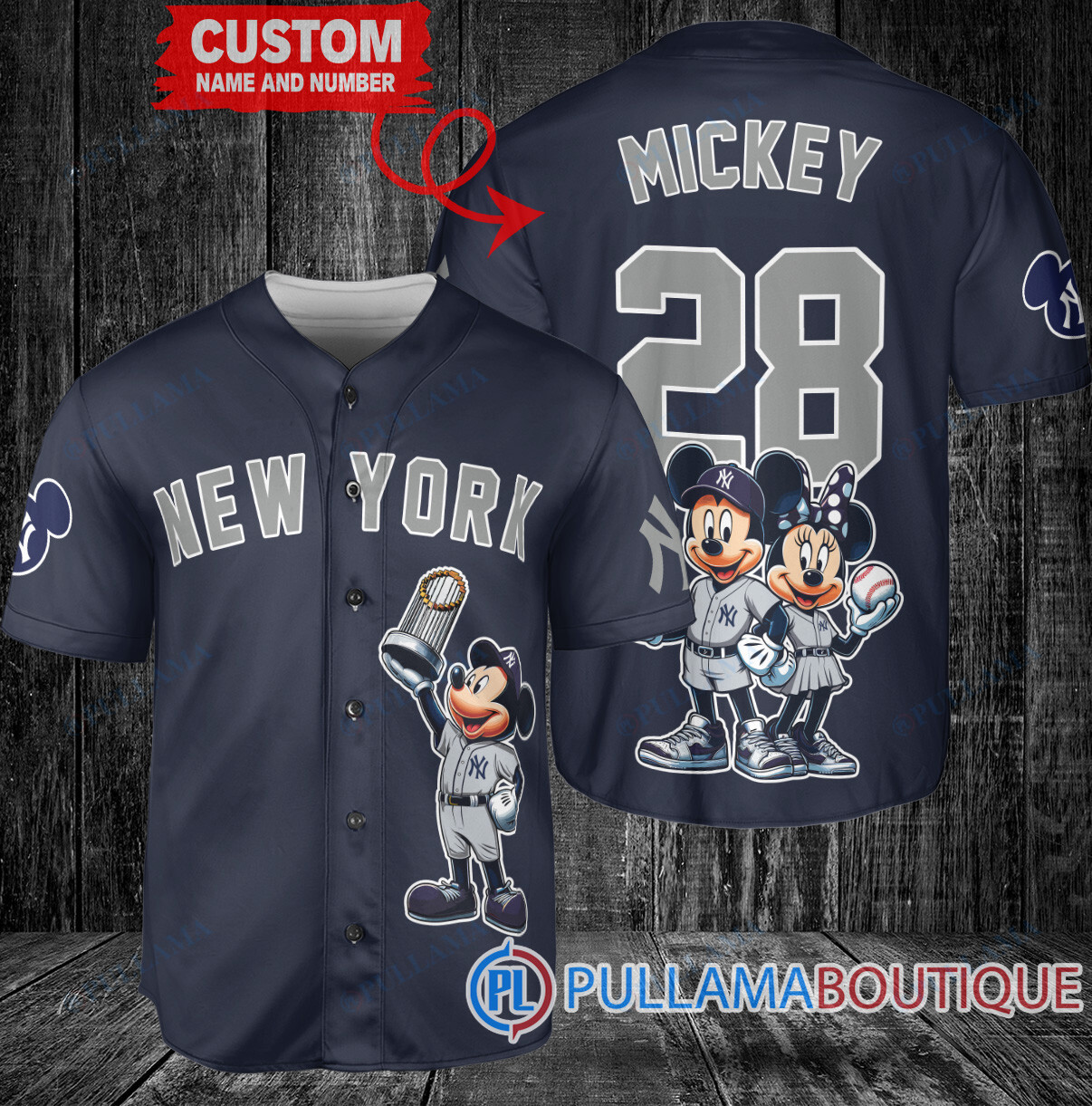 Miami Marlins x Mickey and Minnie with Trophy Baseball Jersey White