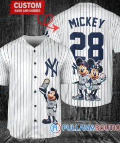 New York Yankees x Mickey and Minnie with Trophy Baseball Jersey White