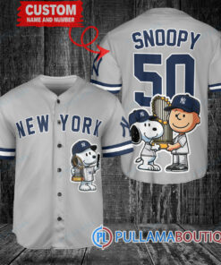 New York Yankees x Snoopy and Charlie Brown with Trophy Baseball Jersey Gray