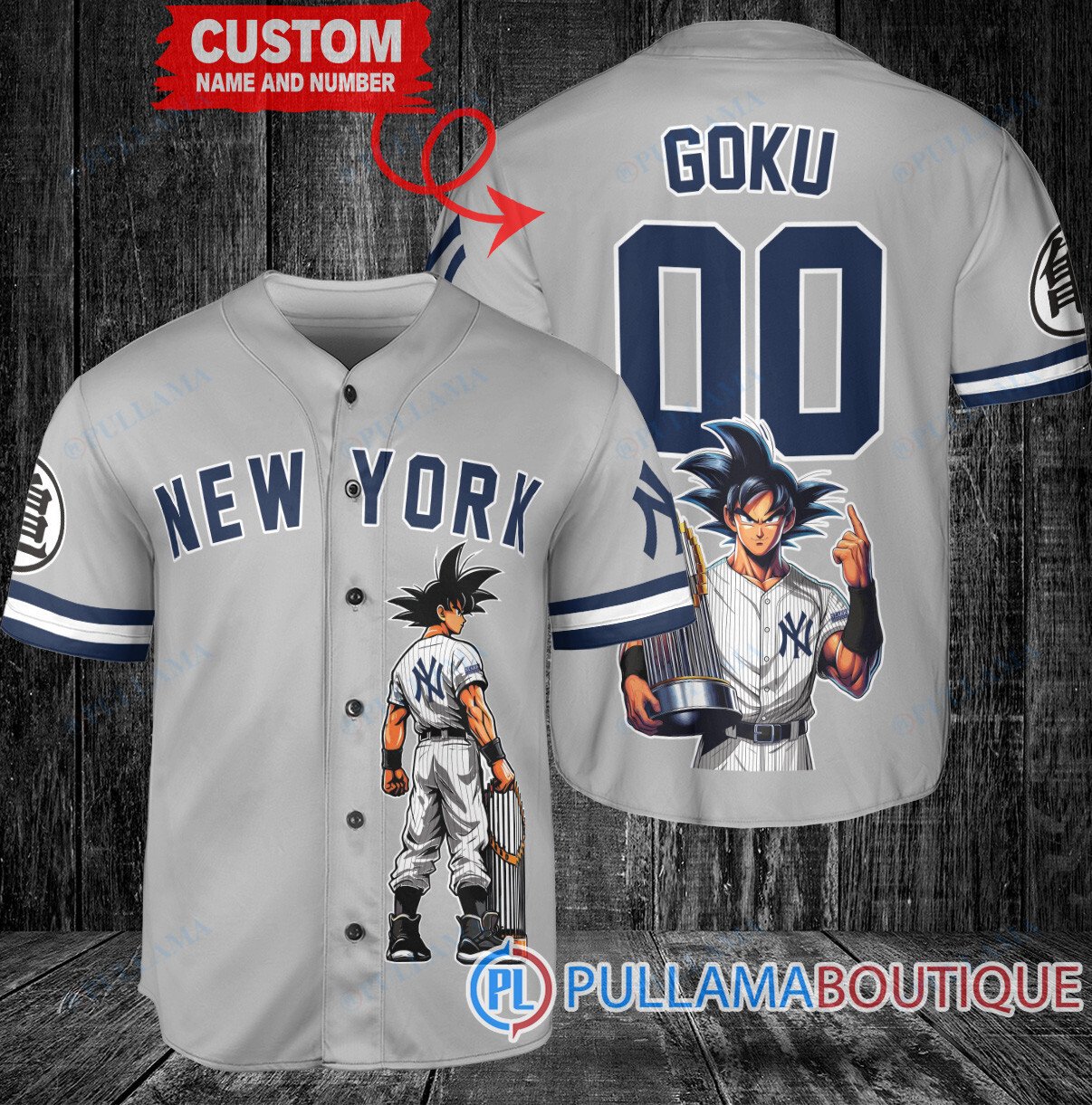 Houston Astros x Son Goku Kakarot Super Saiyan Dragon Ball Z with Trophy Baseball Jersey Gray V2