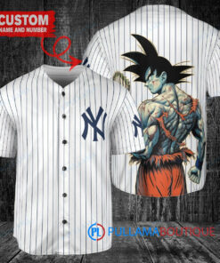 New York Yankees x Son Goku Kakarot Super Saiyan Dragon Ball Z with Trophy Baseball Jersey White