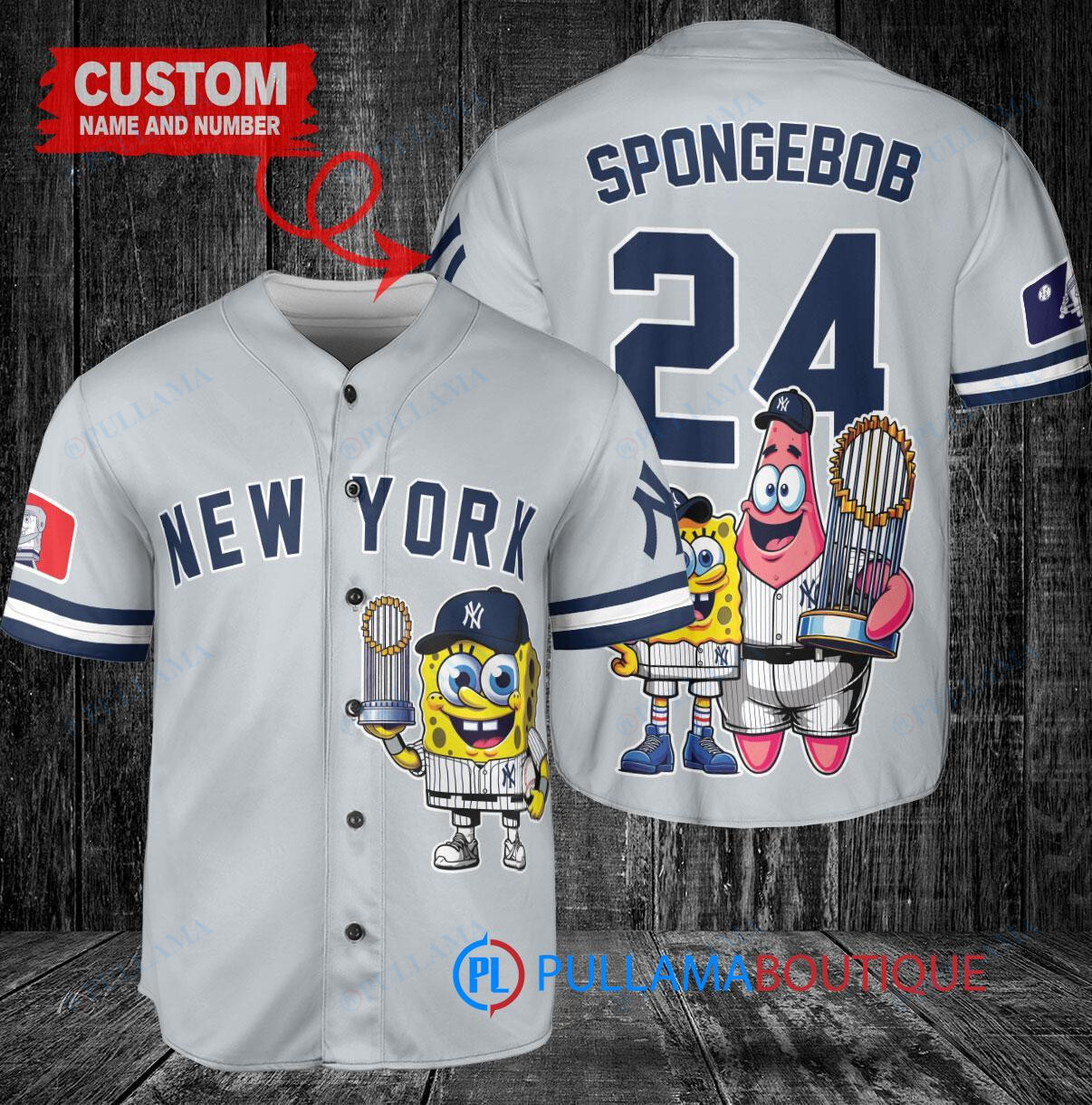 New York Mets x SpongeBob SquarePants with Trophy Custom Baseball Jersey Royal