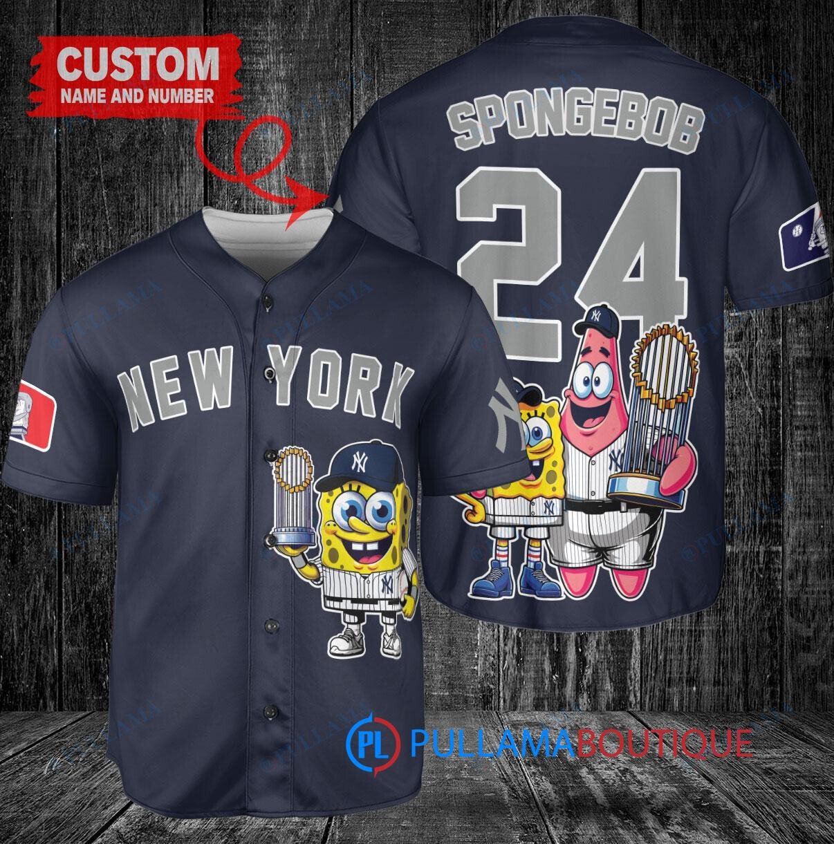 Houston Astros x SpongeBob SquarePants with Trophy Custom Baseball Jersey Navy City Connect