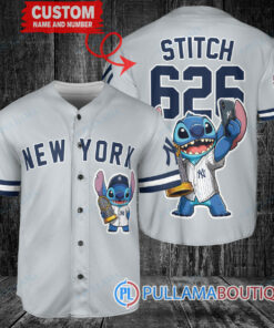 New York Yankees x Stitch with Trophy Baseball Jersey Gray