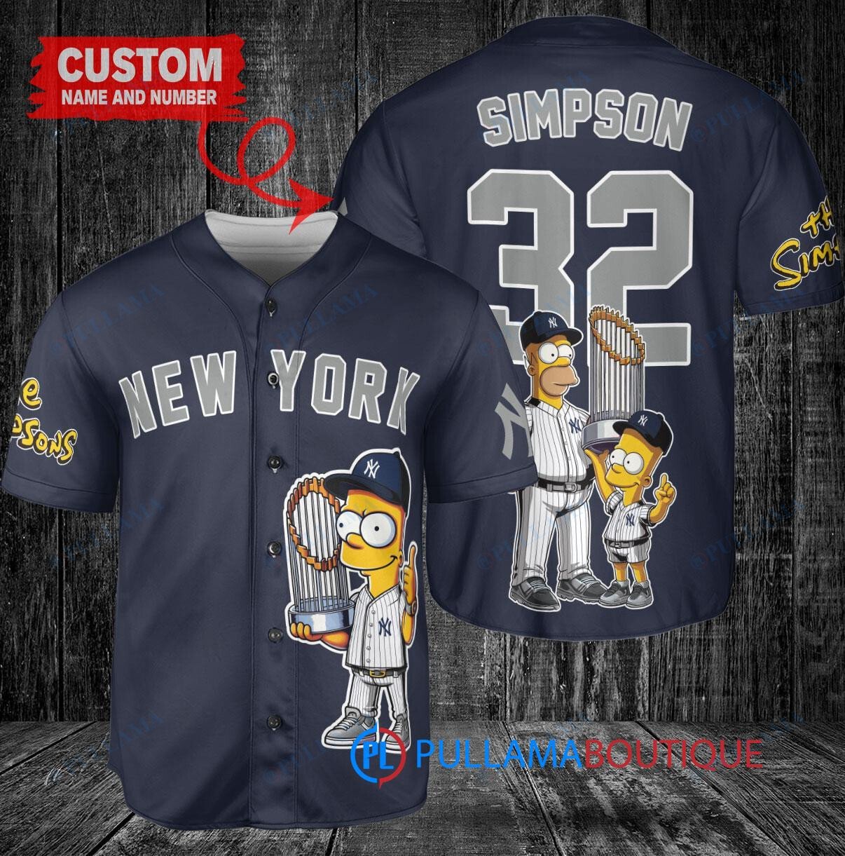 Boston Red Sox x The Simpsons Bart Simpson, Homer Simpson, Lisa Simpson with Trophy Custom Baseball Jersey Red