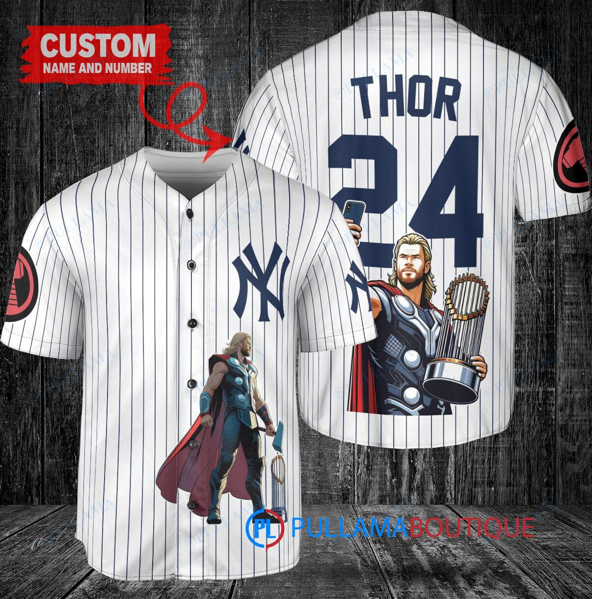 Seattle Mariners x Thor Marvel with Trophy Custom Baseball Jersey White