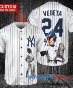 New York Yankees x Vegeta Super Saiyan Dragon Ball Z with Trophy Custom Baseball Jersey White