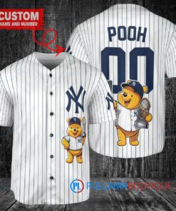 New York Yankees x Winnie the Pooh with Trophy Custom Baseball Jersey White