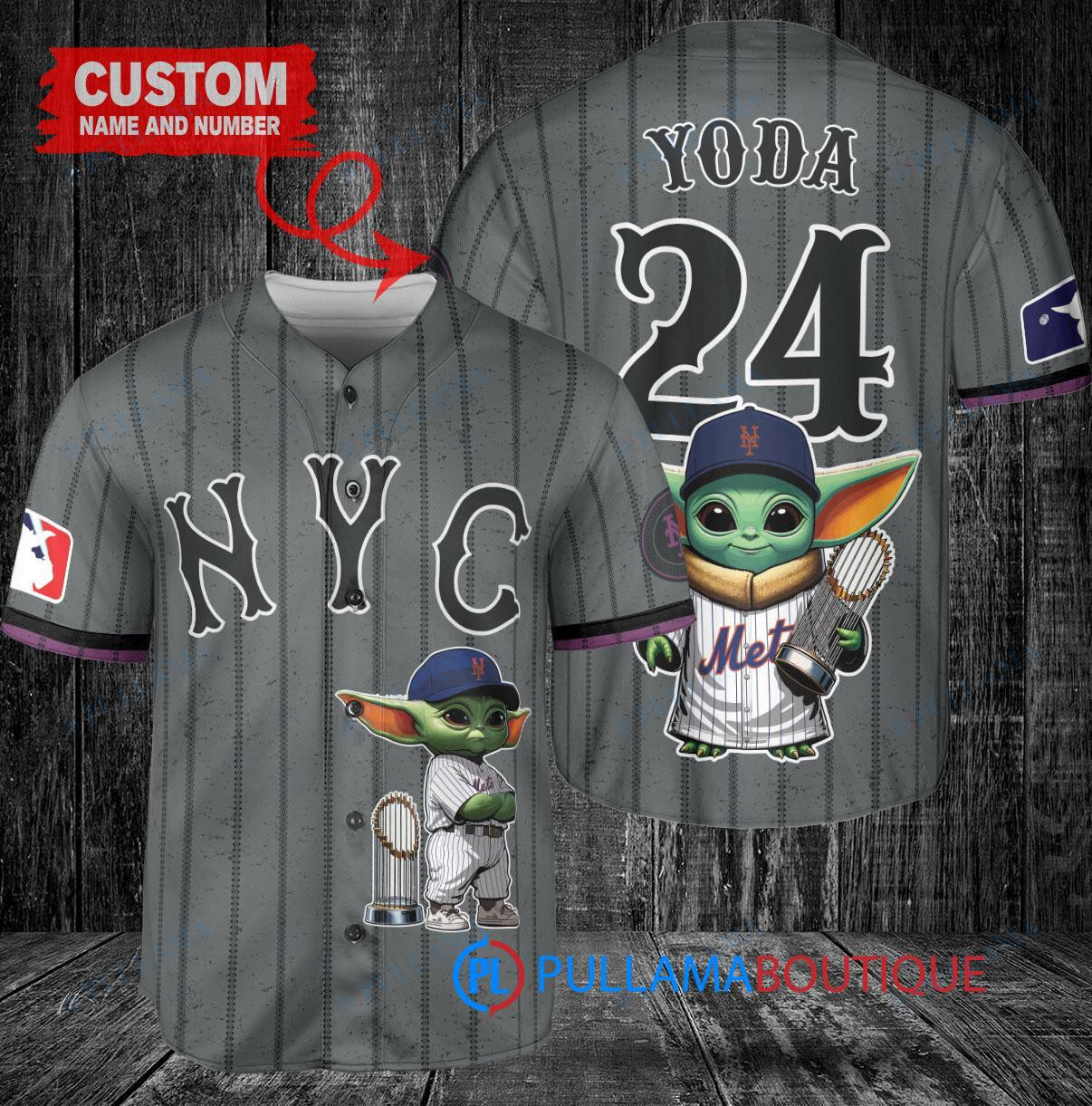 San Francisco Giants x Baby Yoda Star Wars The Mandalorian with Trophy Custom Baseball Jersey Black