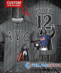 NY Mets Darth Vader Star Wars Trophy Baseball Jersey Graphite City Connect