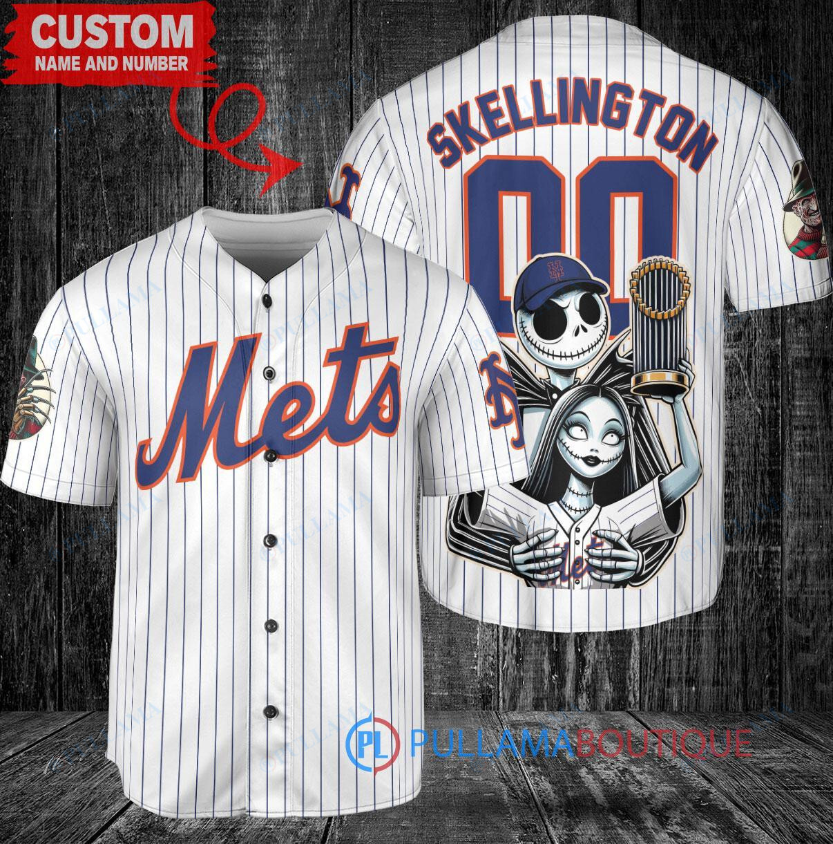 Astros x Jack Skellington Sally World Series Trophy Baseball Jersey Orange