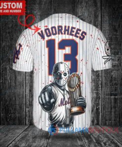 NY Mets Jason Voorhees Halloween World Series Trophy Baseball Jersey White