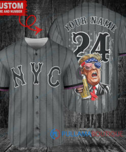 NY Mets Limited Edition World Series Trophy Baseball Jersey Graphite City Connect