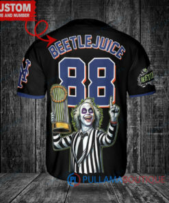 NY Mets x Beetlejuice Halloween World Series Trophy Baseball Jersey Black