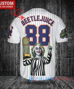 NY Mets x Beetlejuice Halloween World Series Trophy Baseball Jersey White