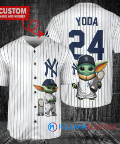 NY Yankees Baby Yoda Star Wars Mandalorian Trophy Baseball Jersey White