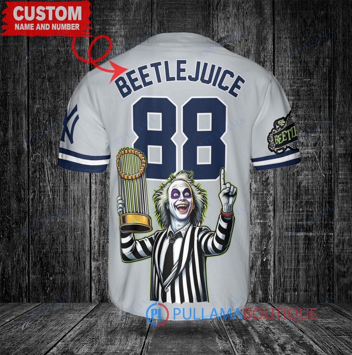 SF Giants Beetlejuice Halloween World Series Trophy Baseball Jersey Black