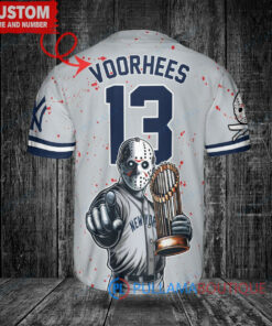 NY Yankees x Jason Voorhees Halloween World Series Trophy Baseball Jersey Gray